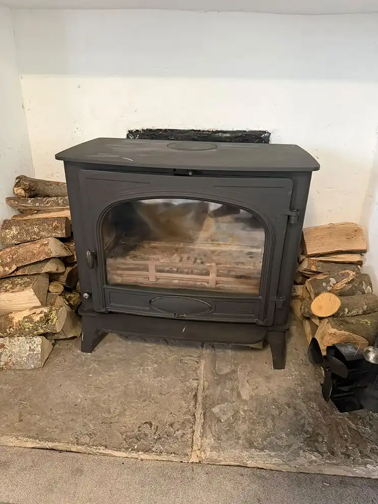 Log burner after cleaned by Hadrian Chimney Sweeps