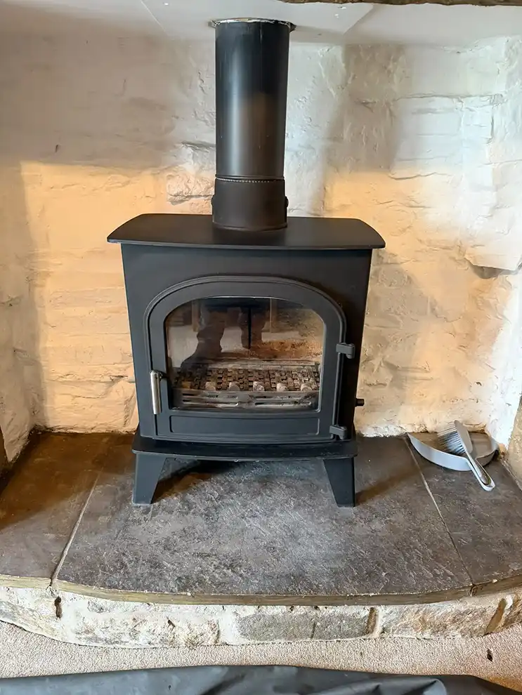 Log burner after cleaned by Hadrian Chimney Sweeps